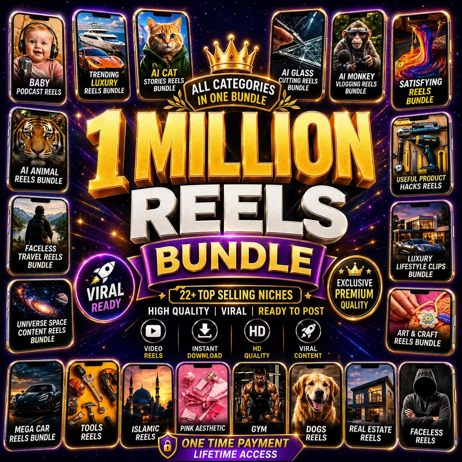 1 Million Viral Reels Mega Bundle – 22 High-Performing Niches Included